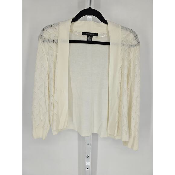 89th & Madison Women's White Long Sleeve Open Front Acrylic Cardigan Size M - Picture 1 of 4